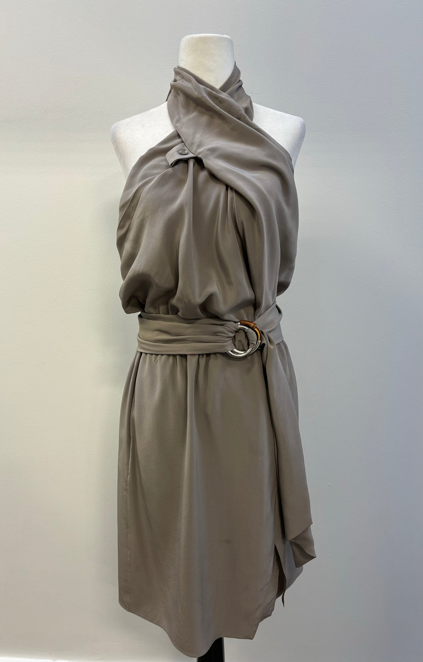 Gucci Silk Halter Neck Dress with Belt