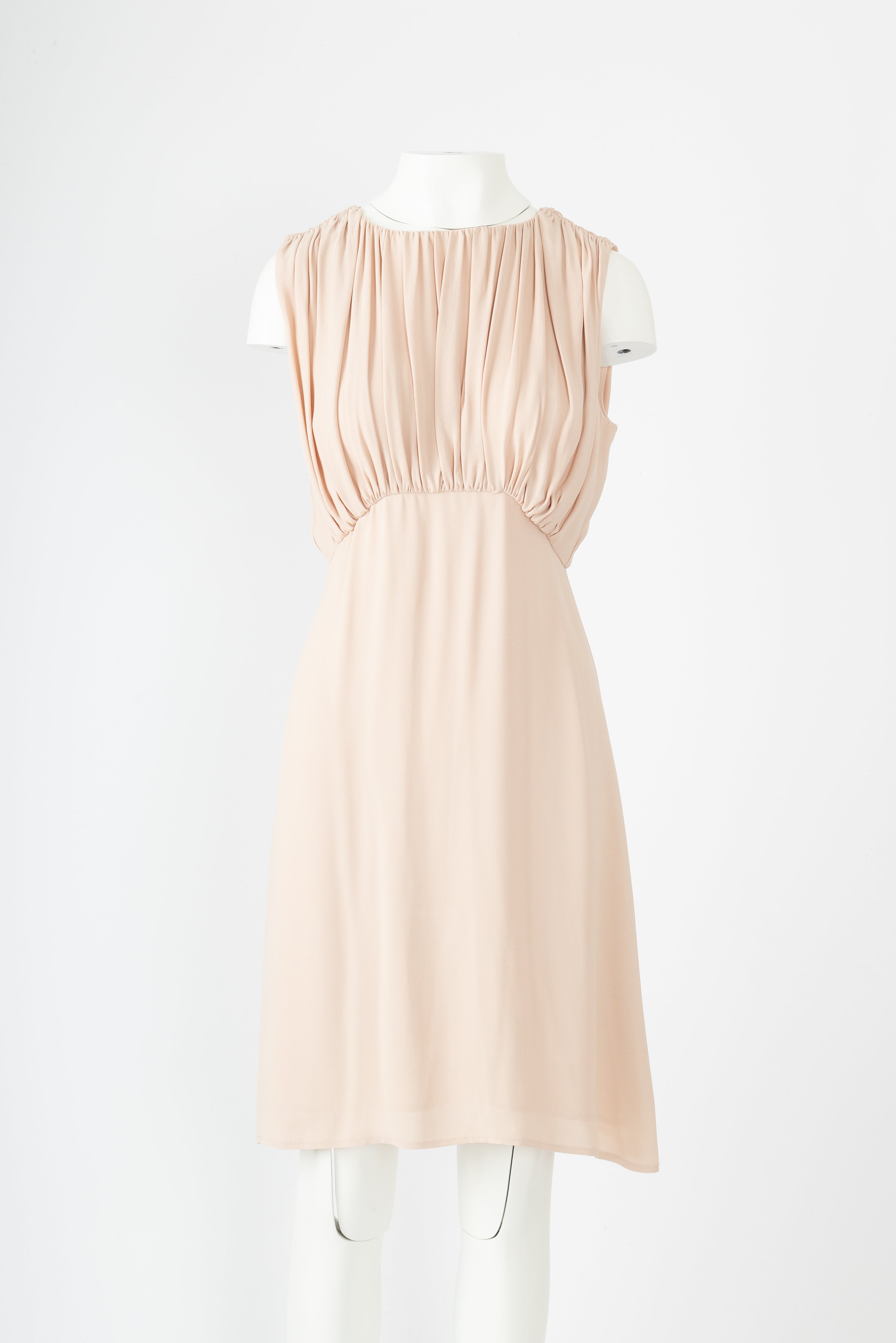 L'Agence - blush chiffon dress with ruching on bodice