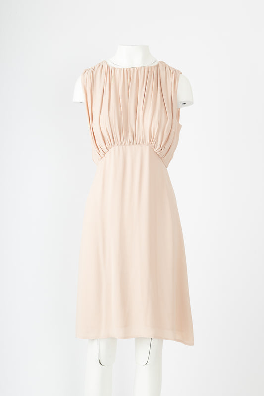 L'Agence - blush chiffon dress with ruching on bodice