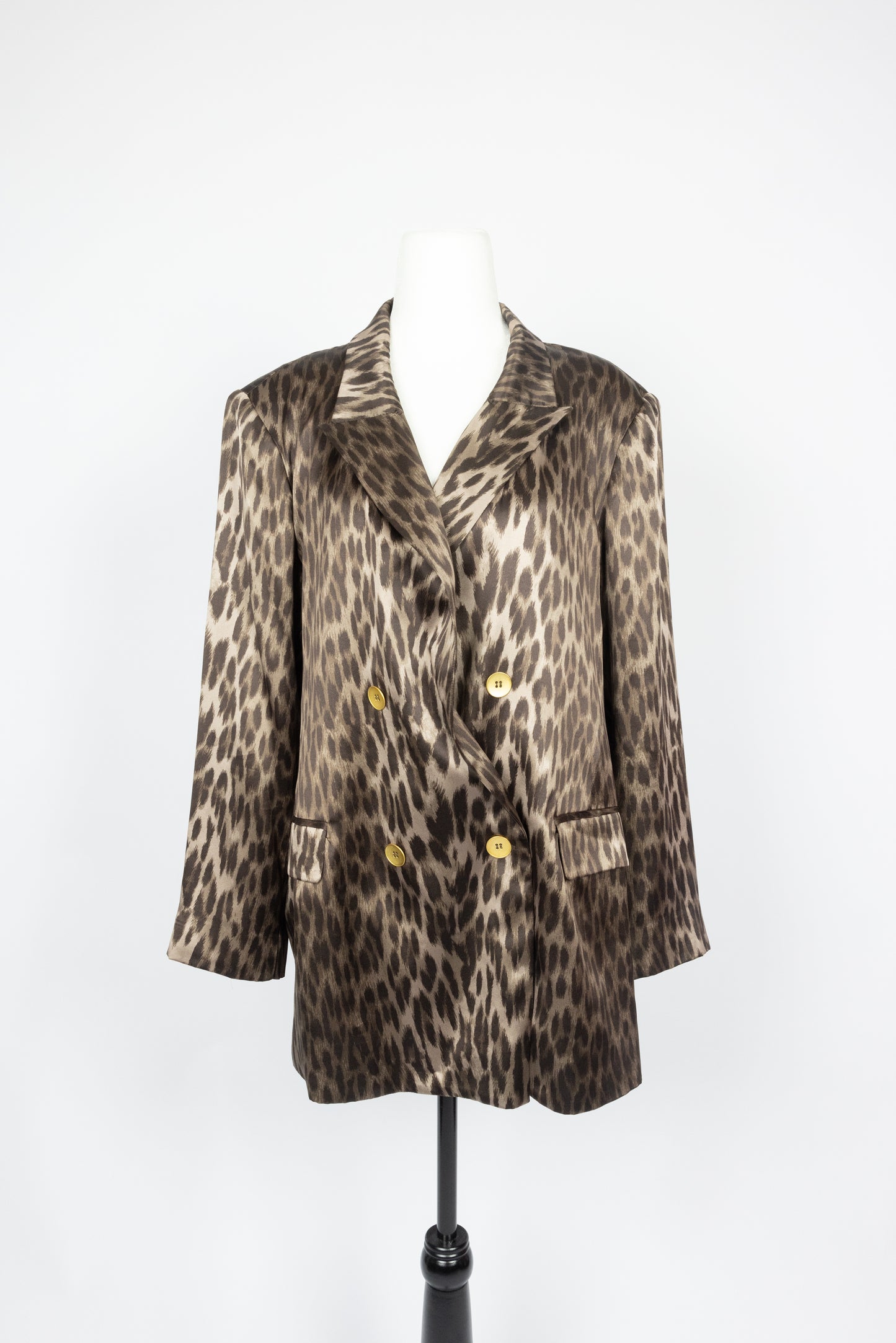 L' Agence Silk Leopard Blazer