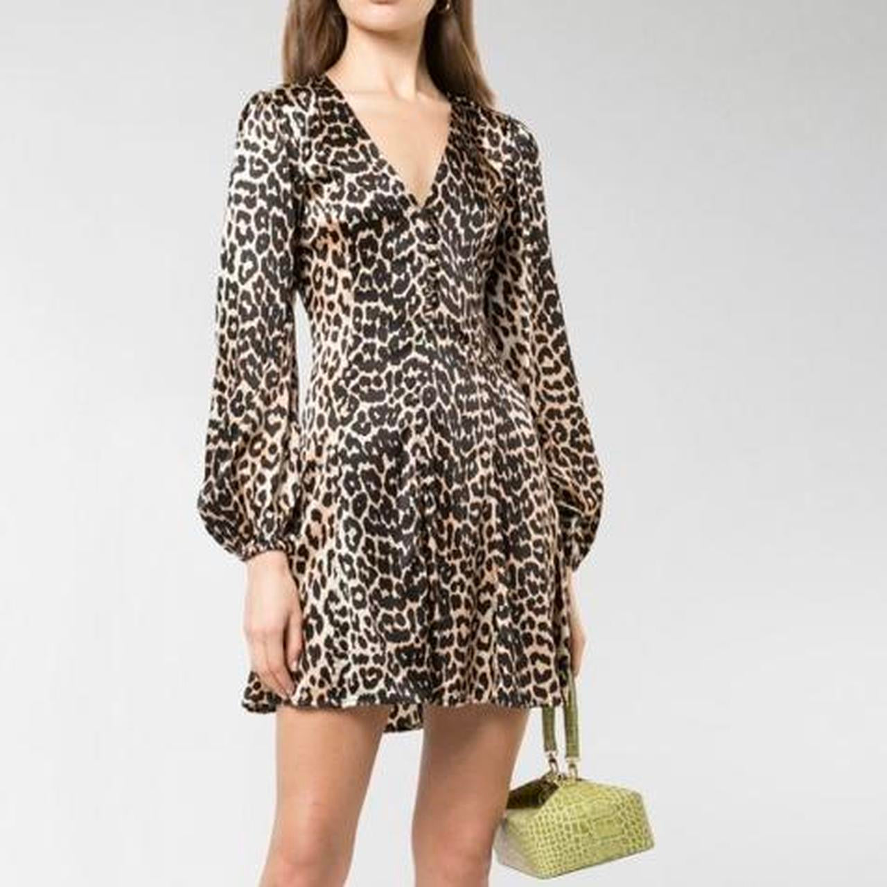 Ganni Silk Leopard Dress