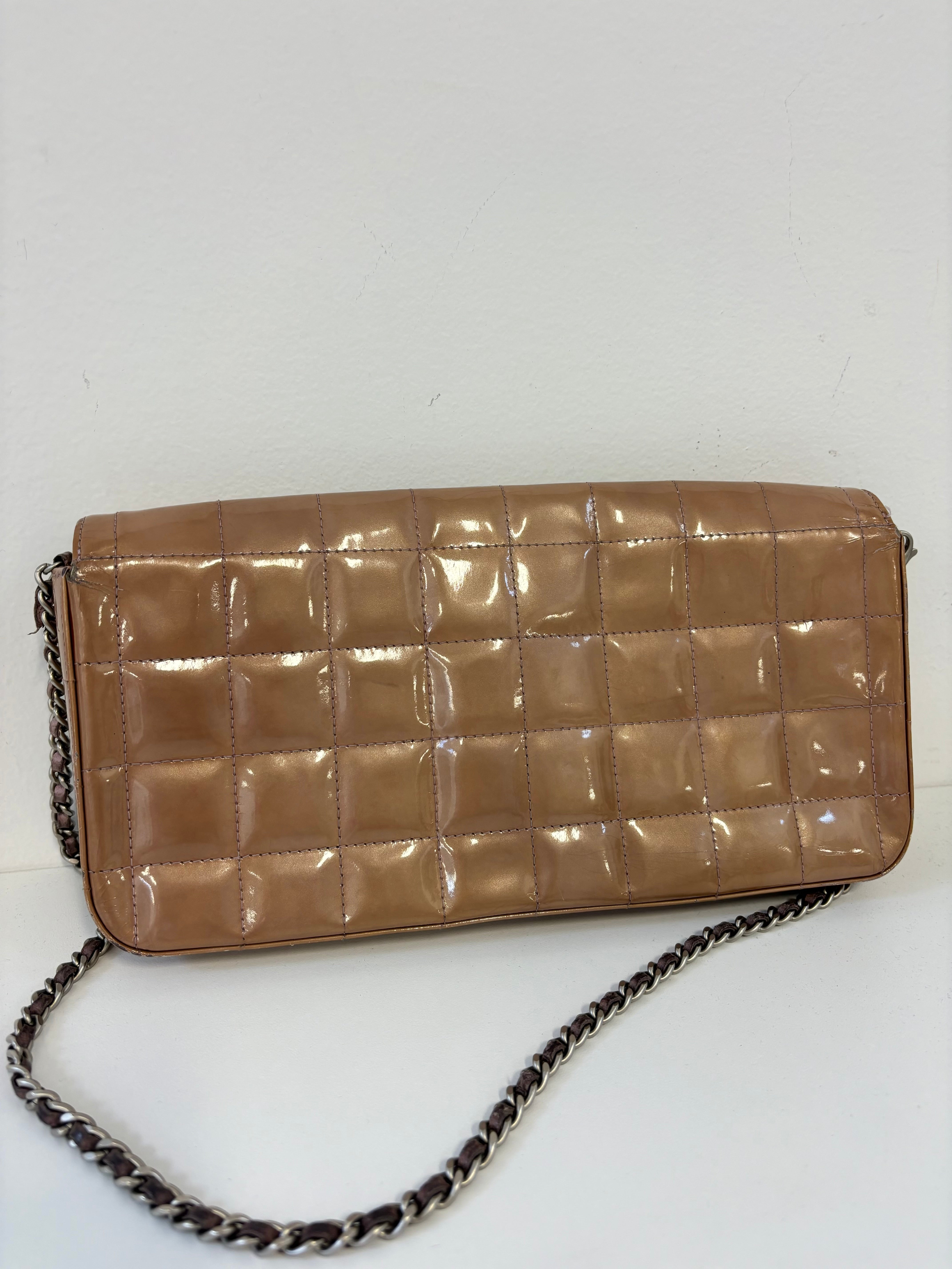 Chanel Patent Beige Chocolate Bar Flap Bag