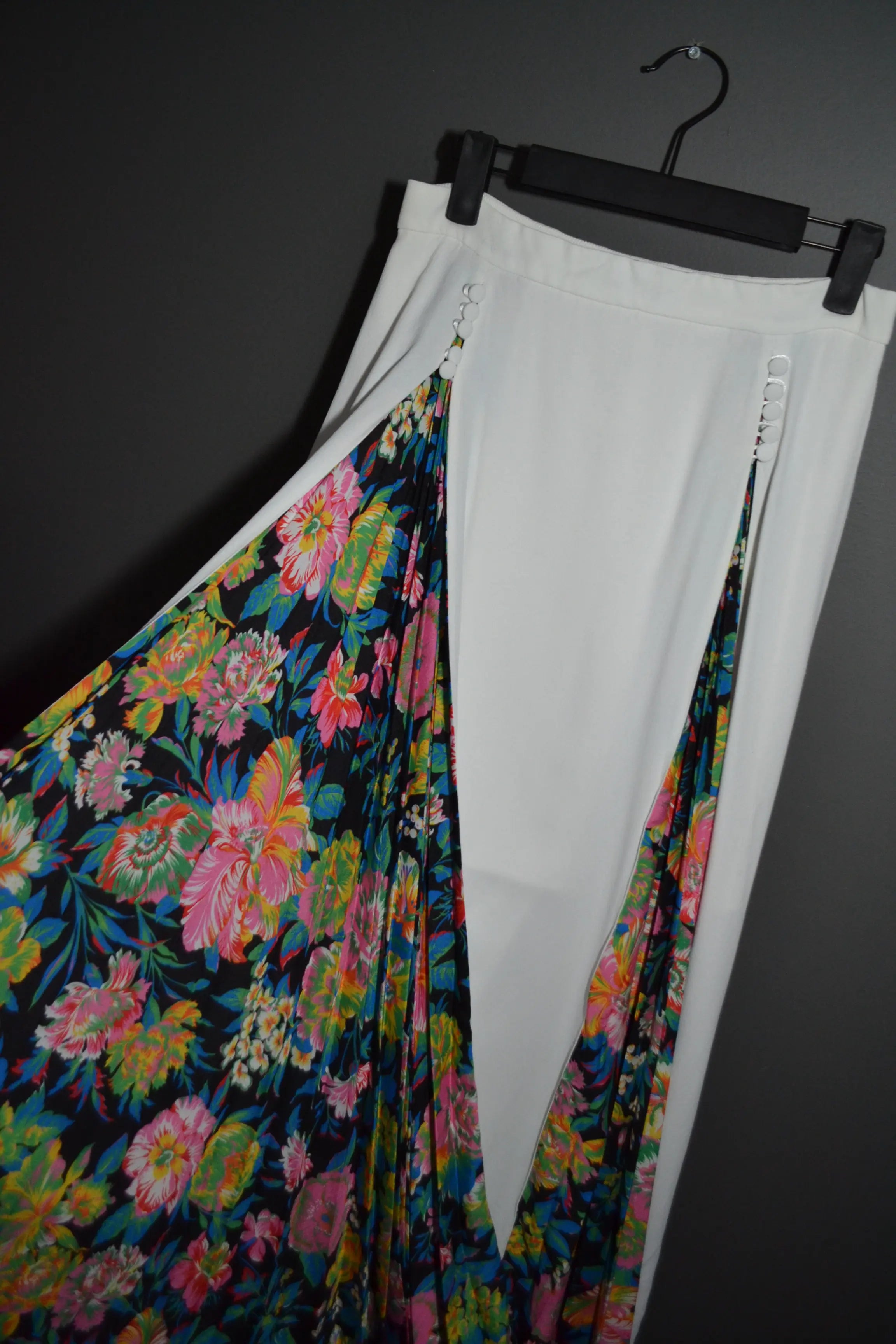 MSGM MILANO white maxi skirt with floral panels