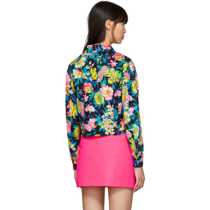 MSGM MILANO  floral printed jean jacket