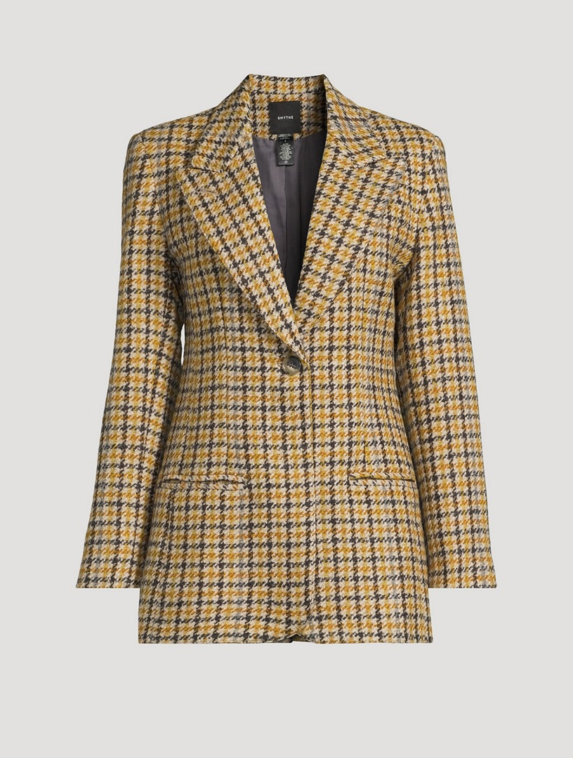 SMYTHE Boyfriend Blazer In Houndstooth Print