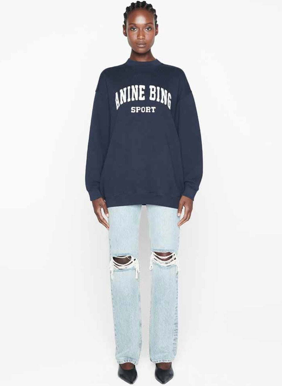 ANINE BING TYLER SWEATSHIRT IN PACIFIC BLUE