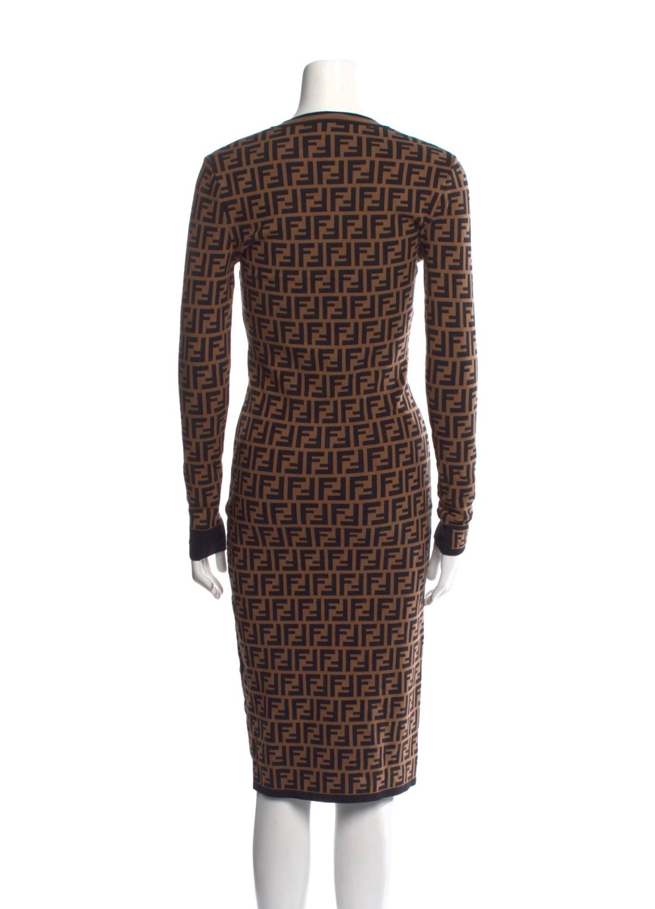 FENDI - ZUCCA Logo Print Longsleeve Dress