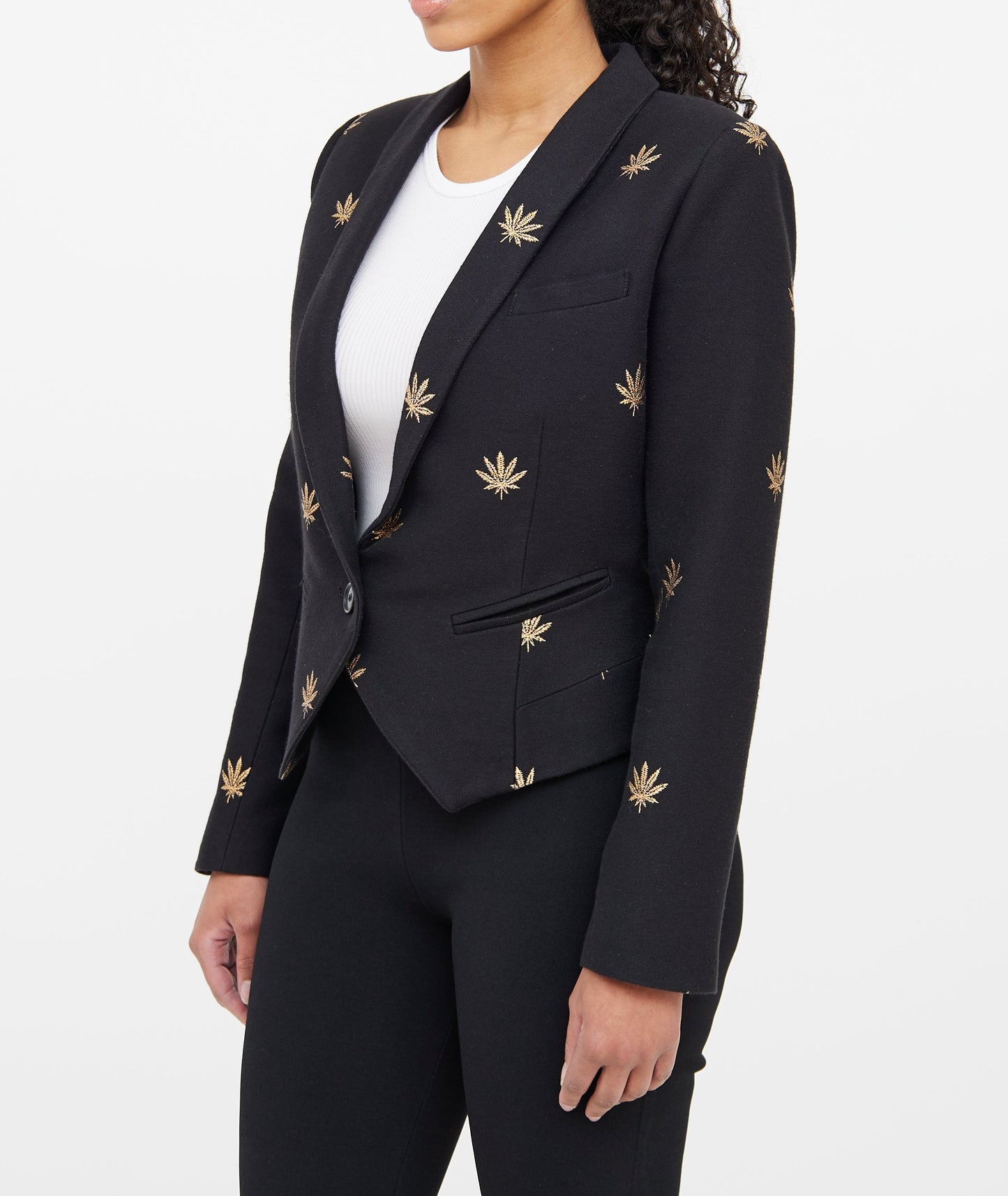 Smythe Cropped Gold Leaf Blazer