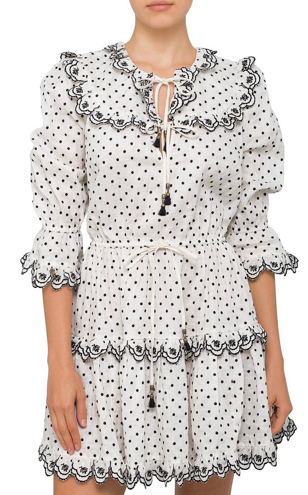 ZIMMERMANN - Polka Dot Linen Mini Dress