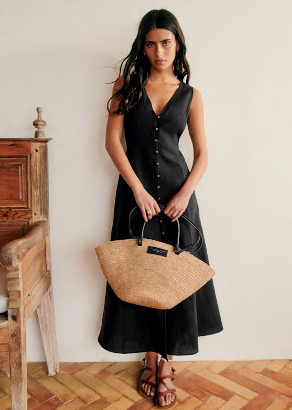 SEZANE black button sleeveless dress