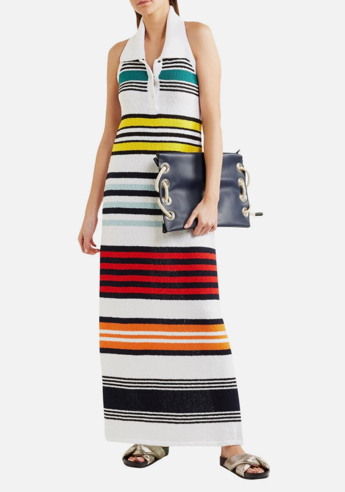 Rosie Assoulin - Rainbow Striped Knitted Sweater Dress