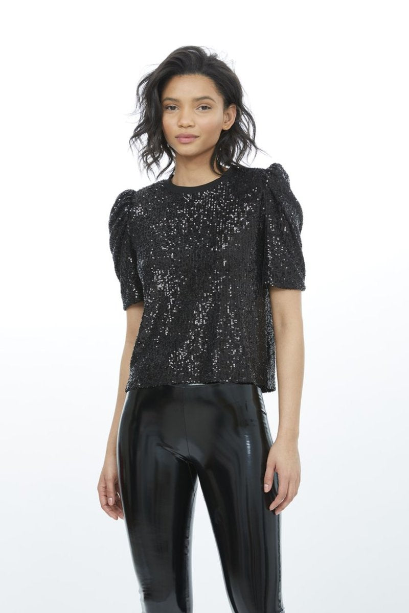 GENERATION LOVE sequin tshirt with puff sleeve