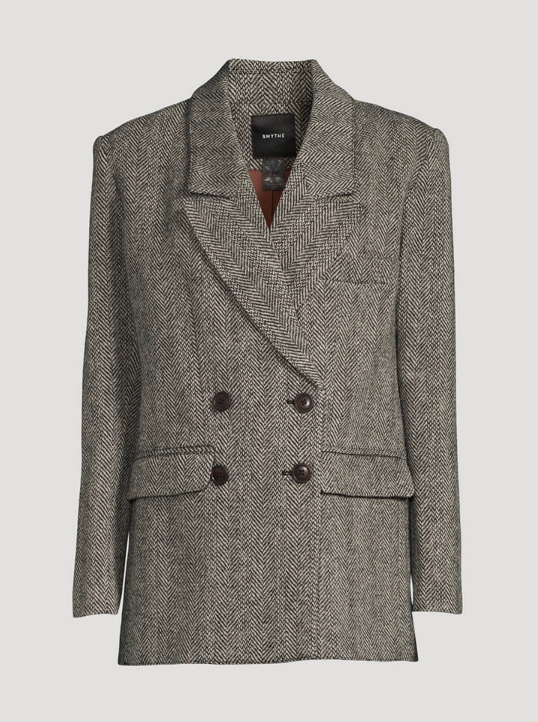 SMYTHE
Oversized Double-Breasted Wool Blazer In Herringbone