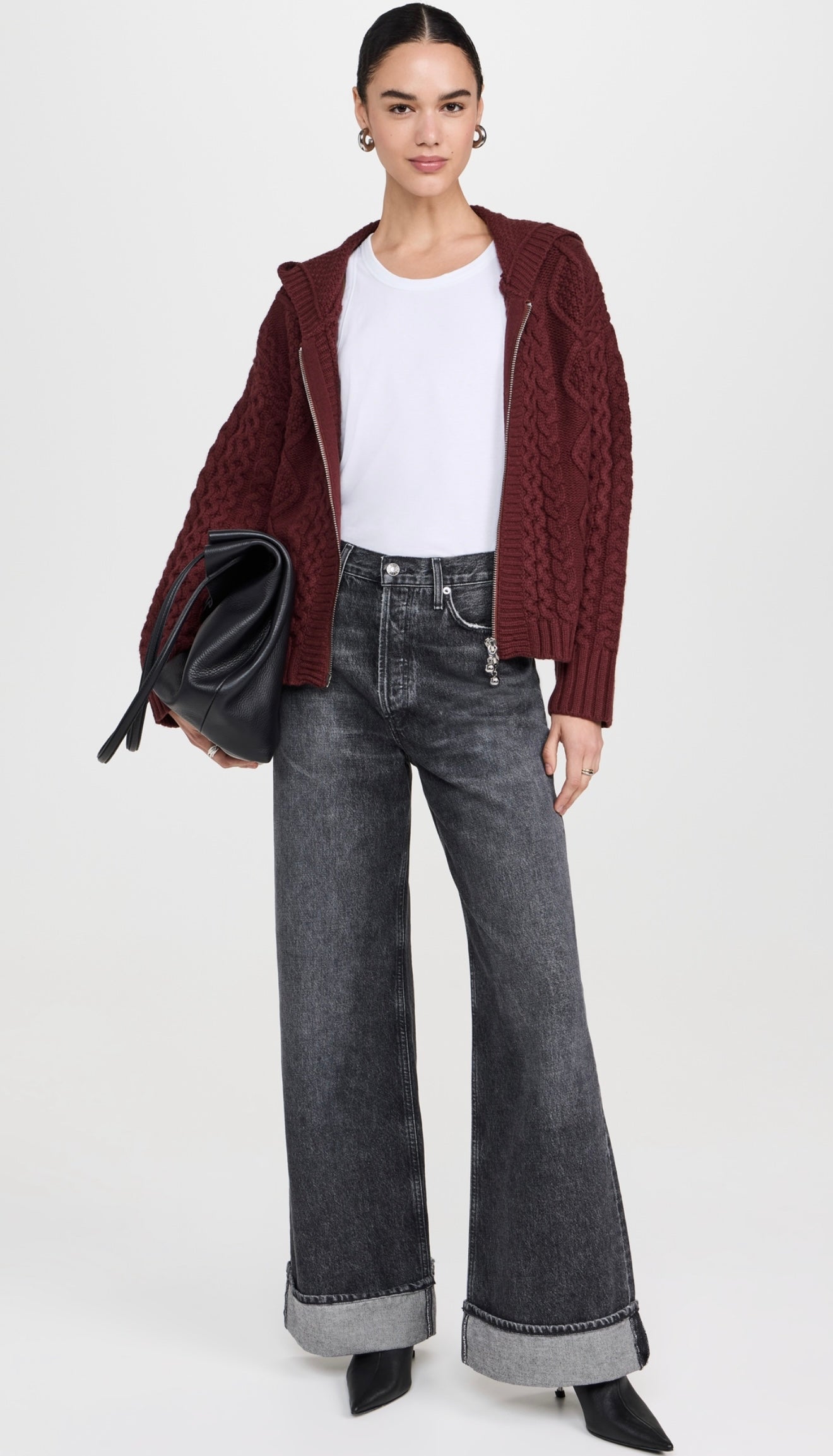 Still Here - Dakota Zip Sweater in Burgundy