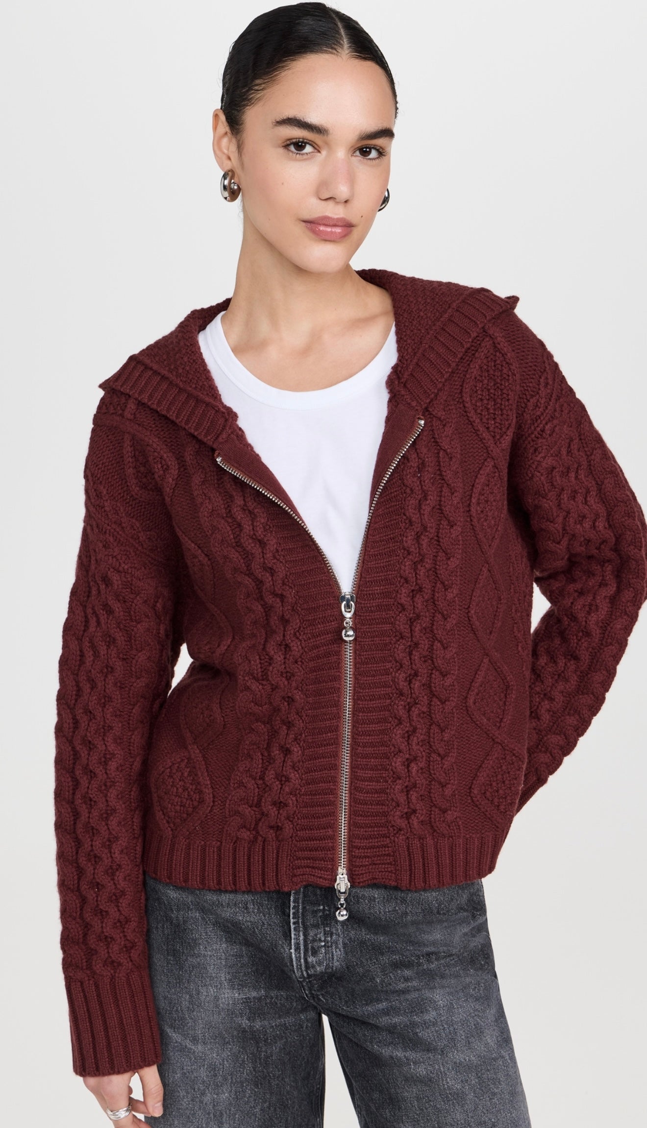 Still Here - Dakota Zip Sweater in Burgundy