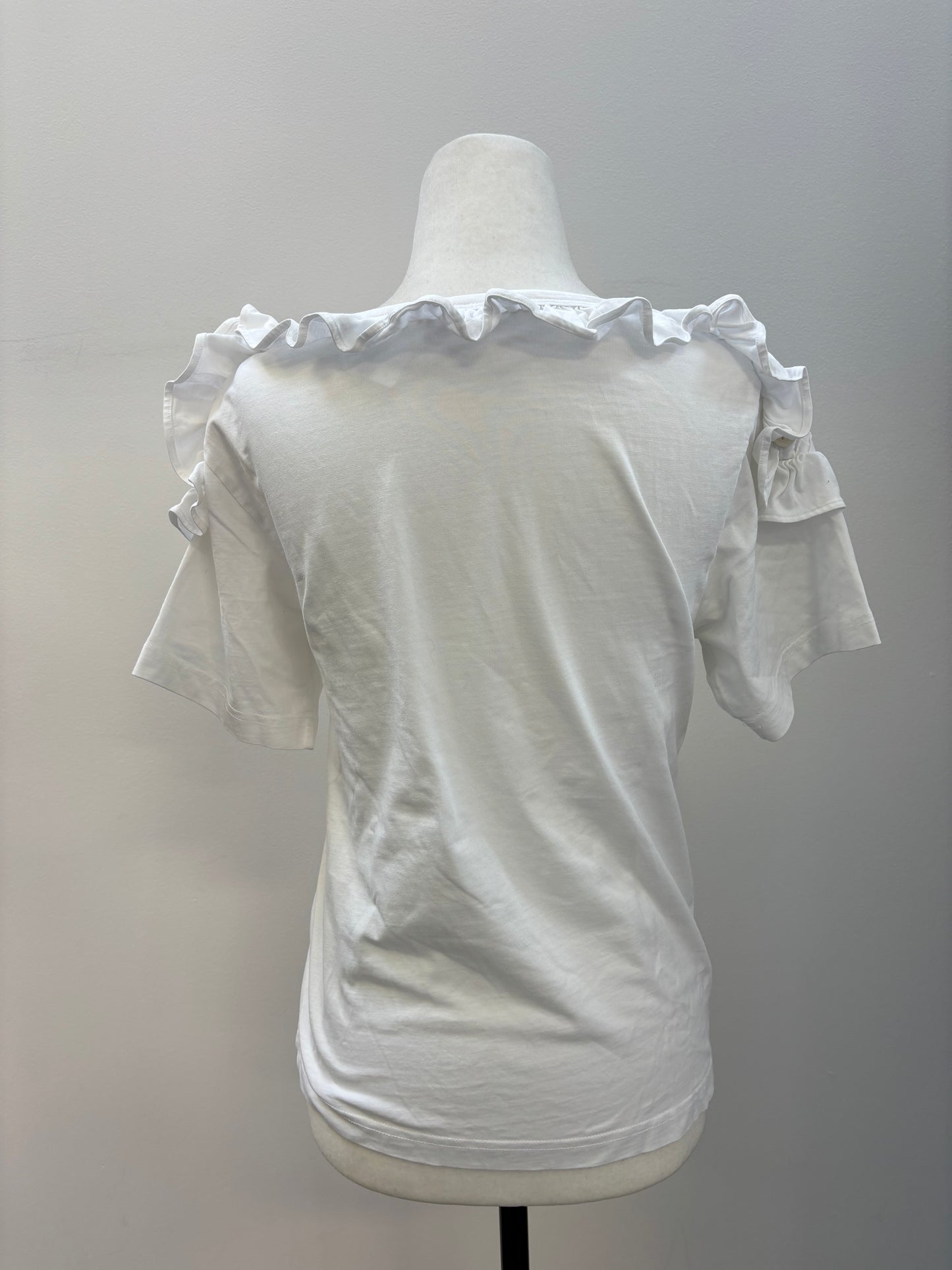 Chloe White Wardrobe Tshirt with Buttons and Frills