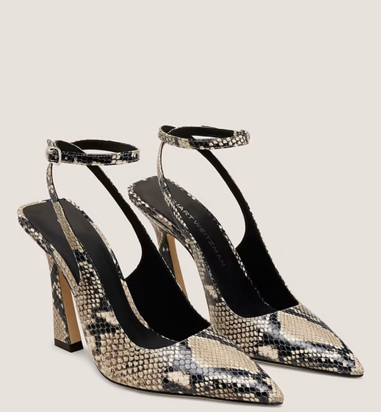 Stuart Weitzman Vinnie 100 Strap Pumps in Classic Snake