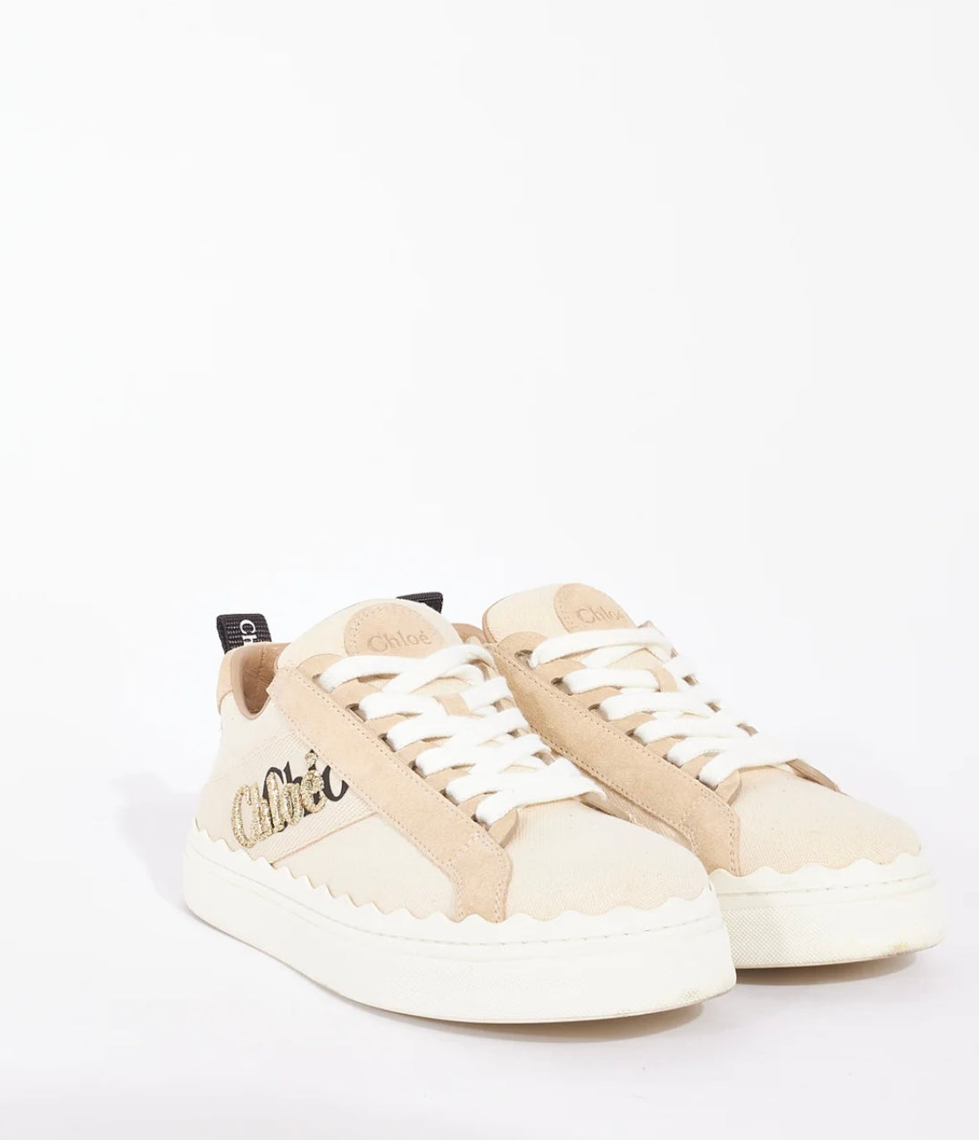 CHLOÉ - 
Beige Canvas Lauren Sneakers