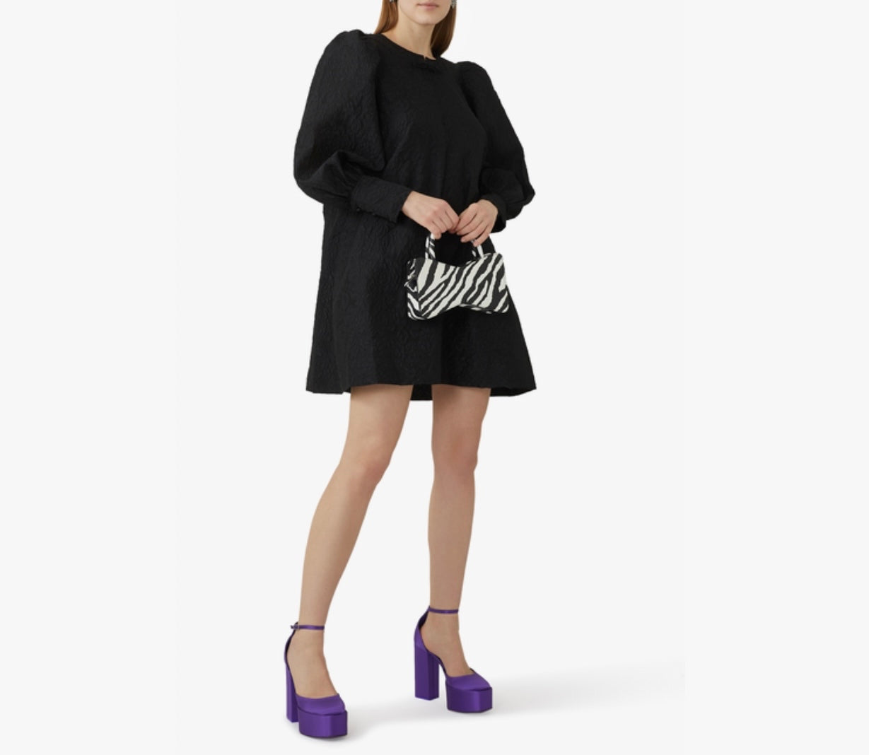 GANNI - Jacquard Organza Midi Dress in Black