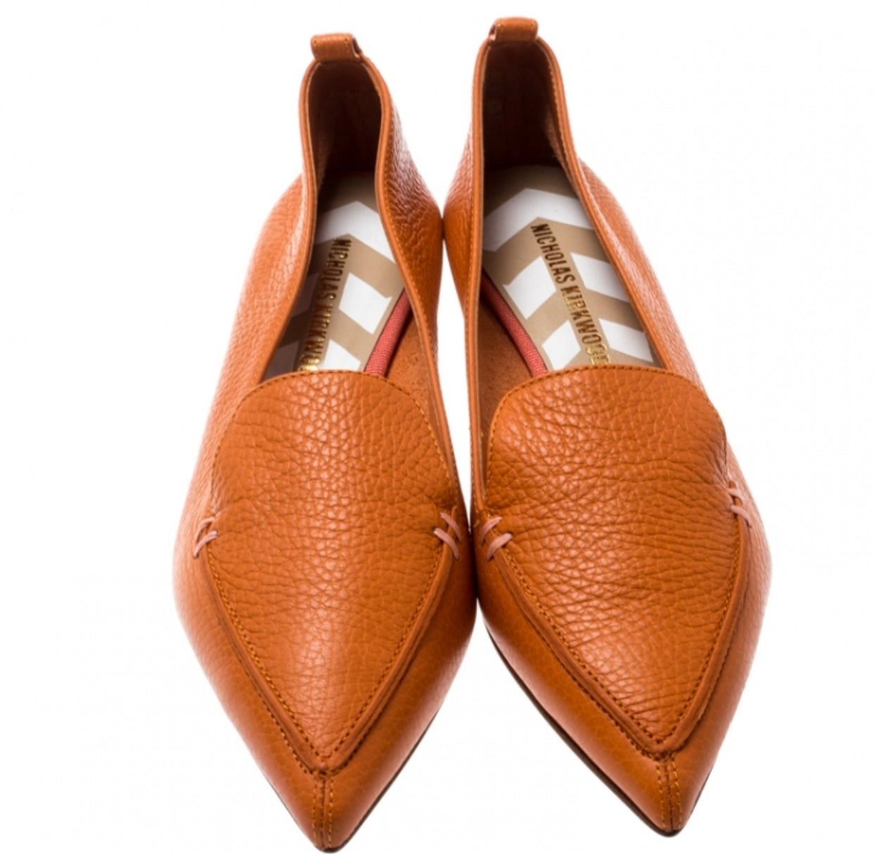 Nicholas Kirkwood - 
Orange Leather Beya Pointed Toe Flats