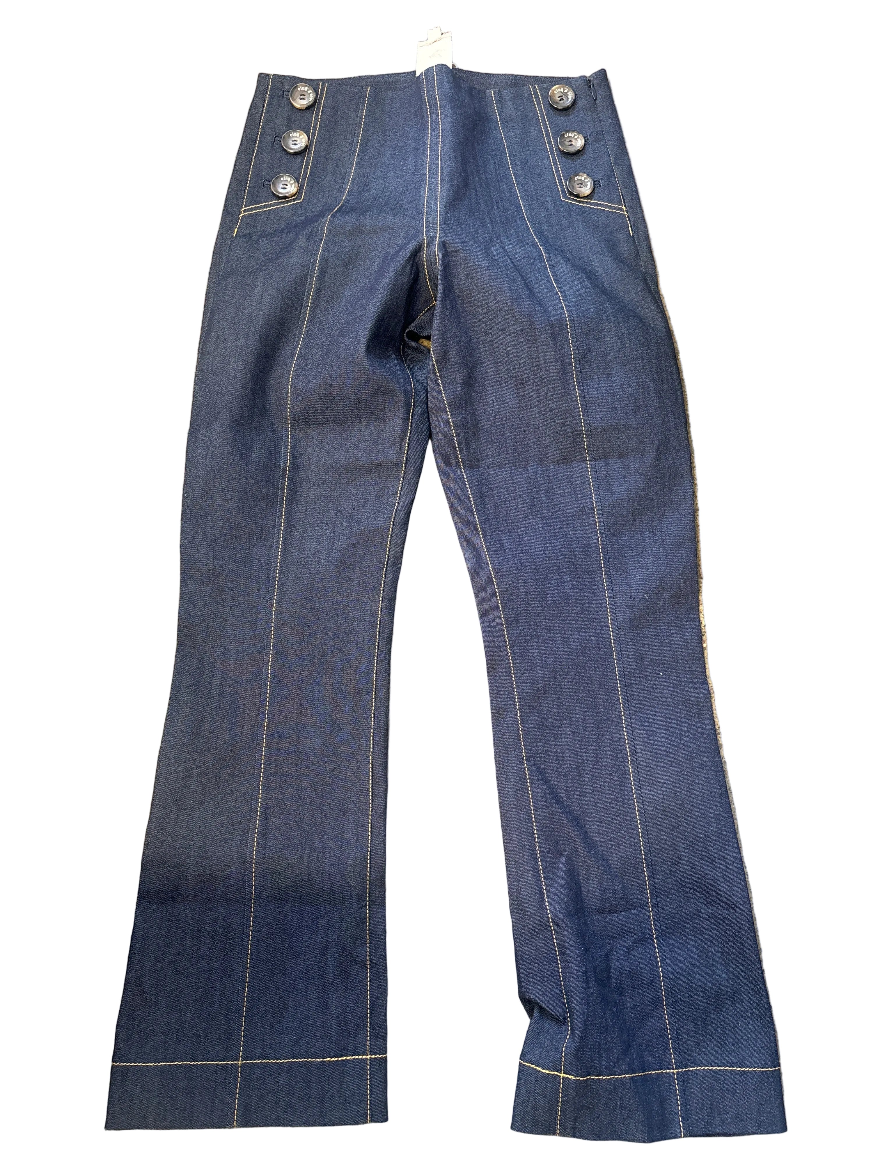 CINQ A SEPT blue jeans with large buttons on pockets NWT Chantal pants