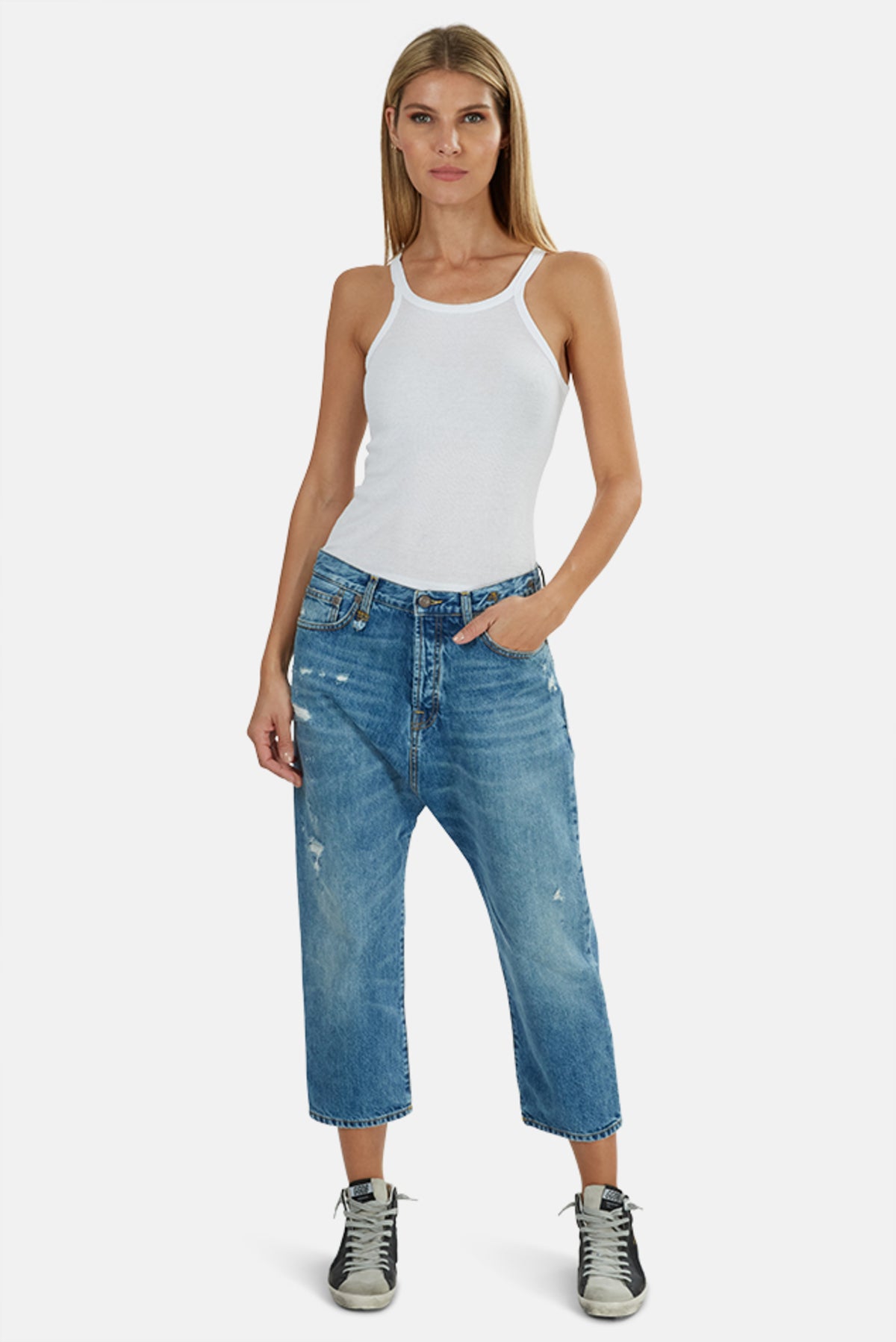 R13 Tailored Drop Denim (drop crotch) in shade Bain