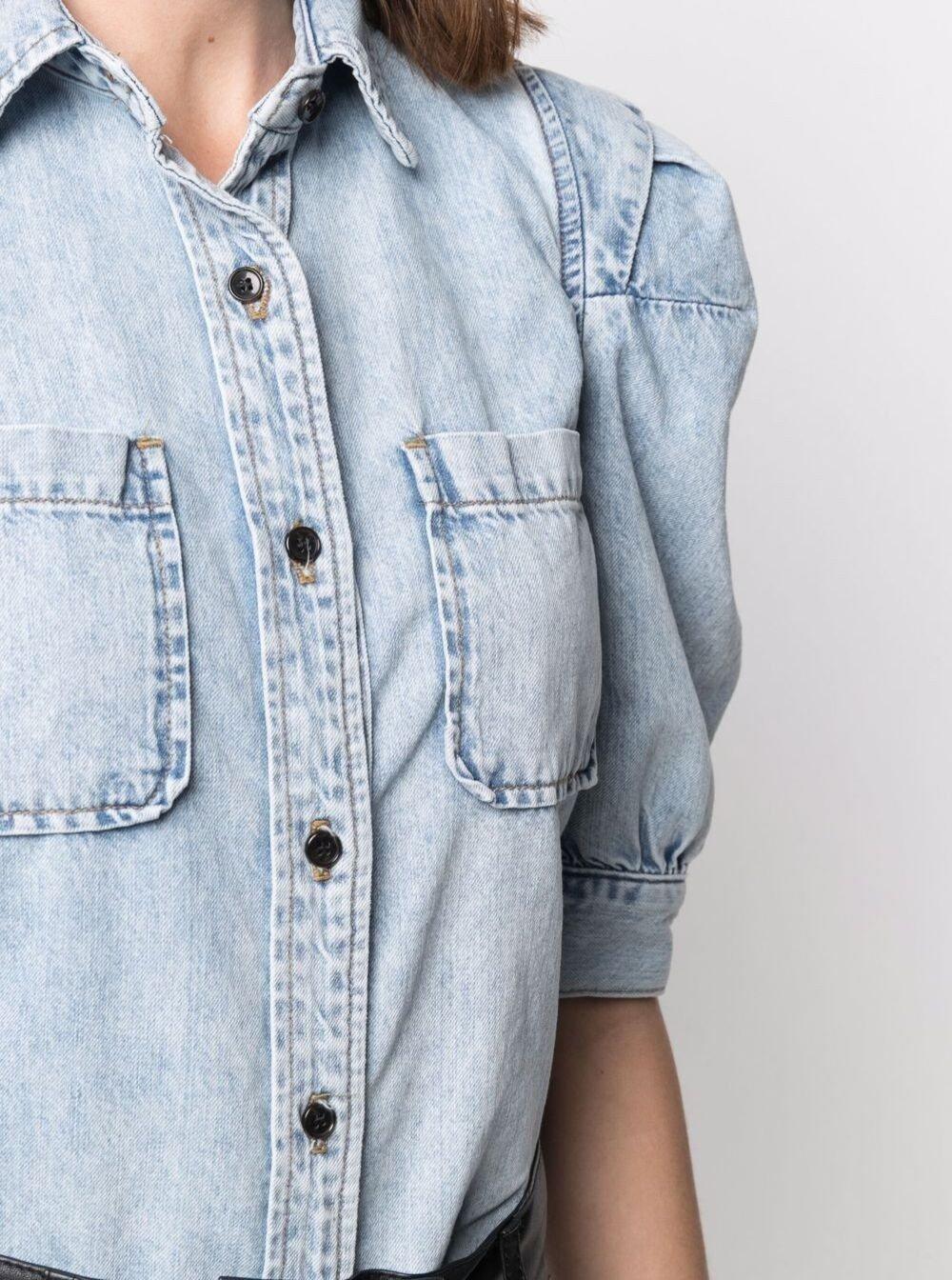 Frame Balloon Sleeve Denim Button Up