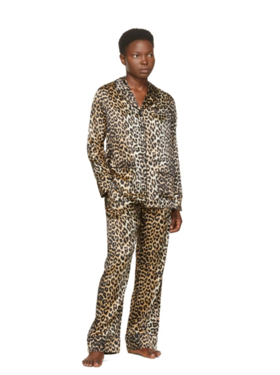 GANNI - Leopard Print Stretch Silk Pajamas
