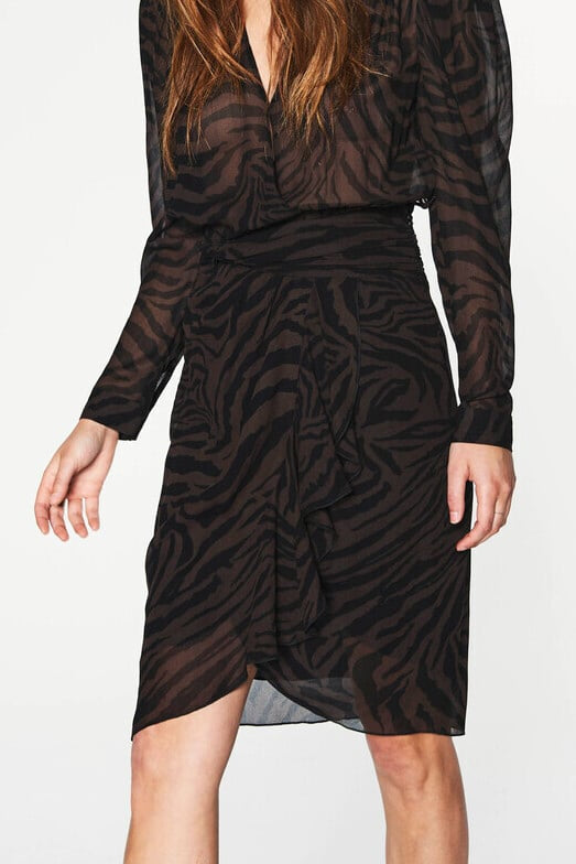 BA&SH brown, black zebra print long sleeve dress