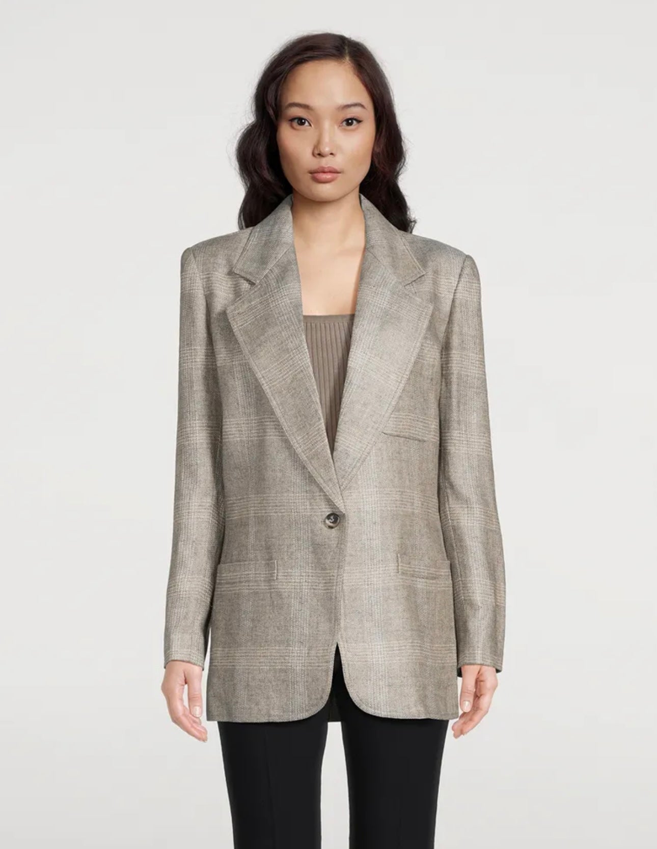 Smythe - 
oversized notched lapel blazer - grey glen check