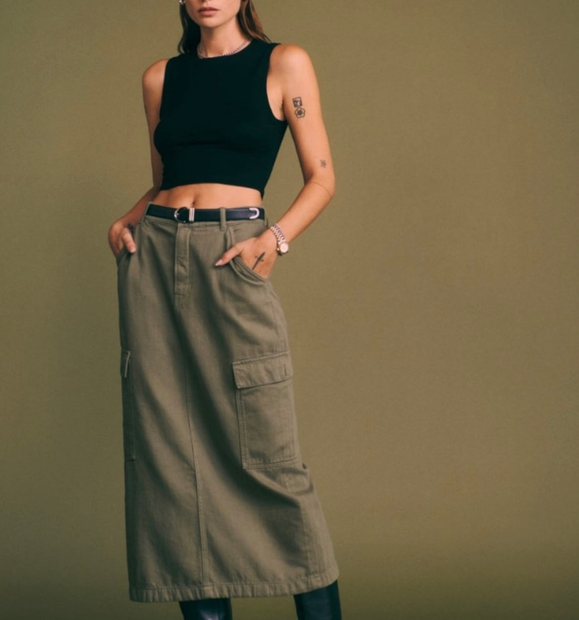 REFORMATION - MAGGI CARGO MIDI SKIRT