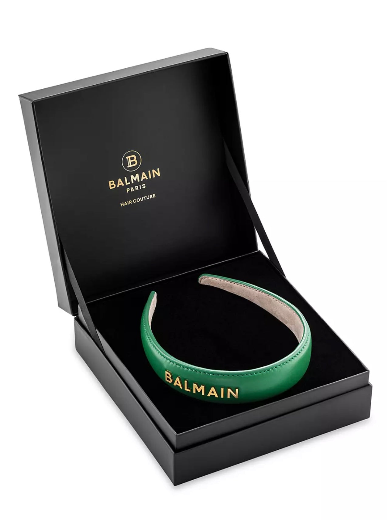 BALMAIN - 
Gold-Plated Logo Leather Headband