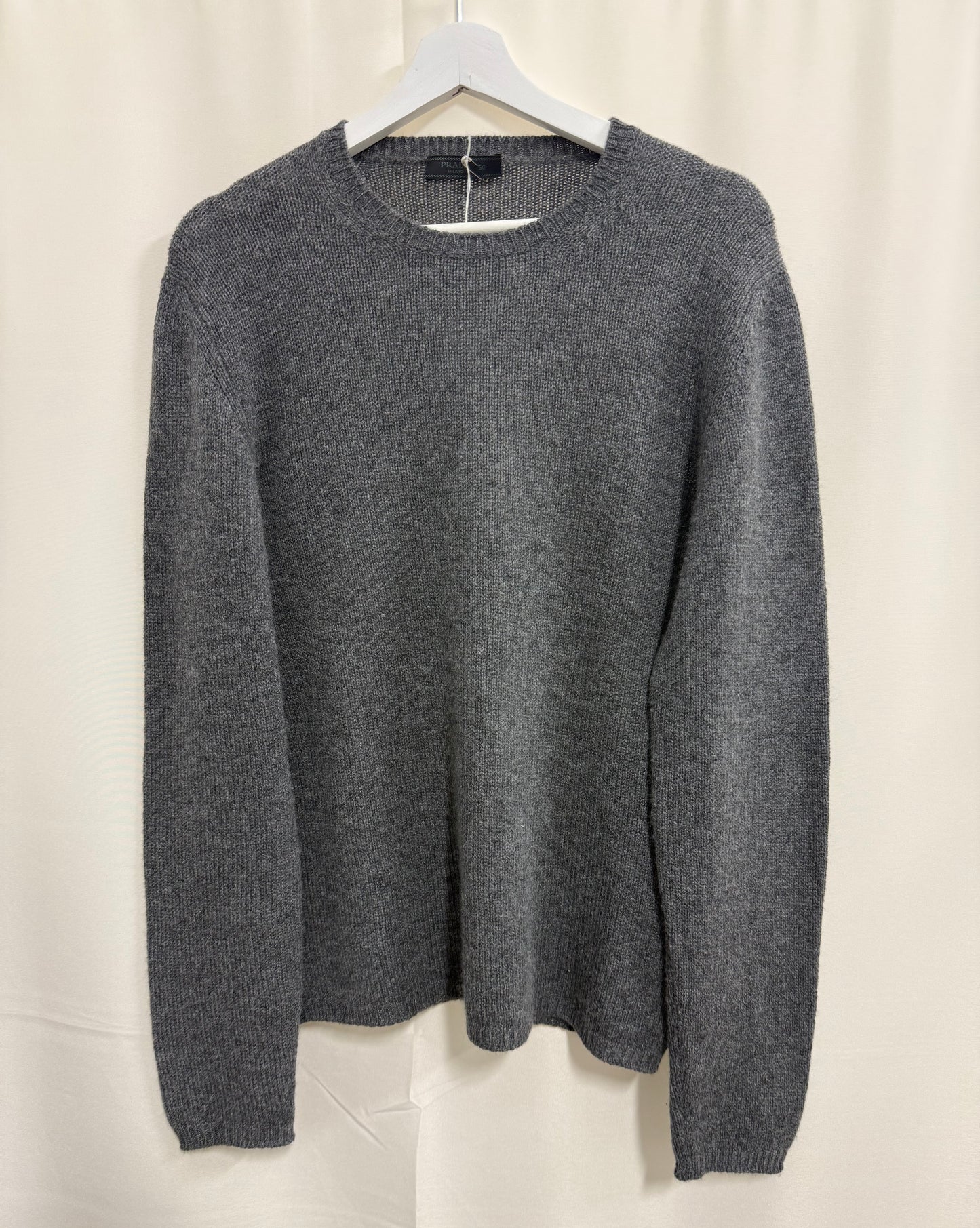 Prada - Men’s Grey 100% cashmere Crewneck Sweater