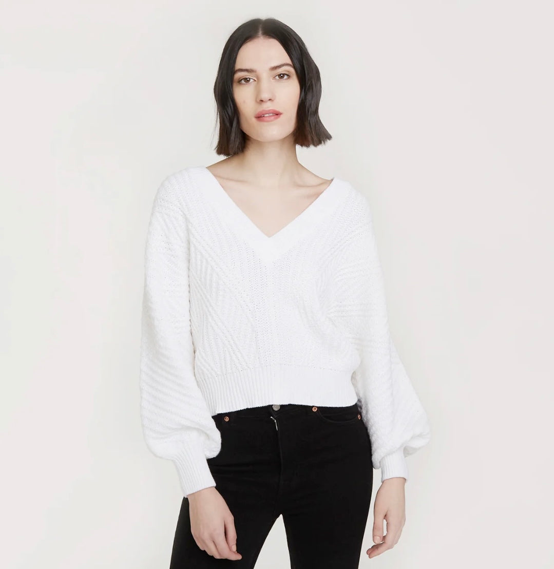 Autumn Cashmere - Fancy Stitch Oversize V in White