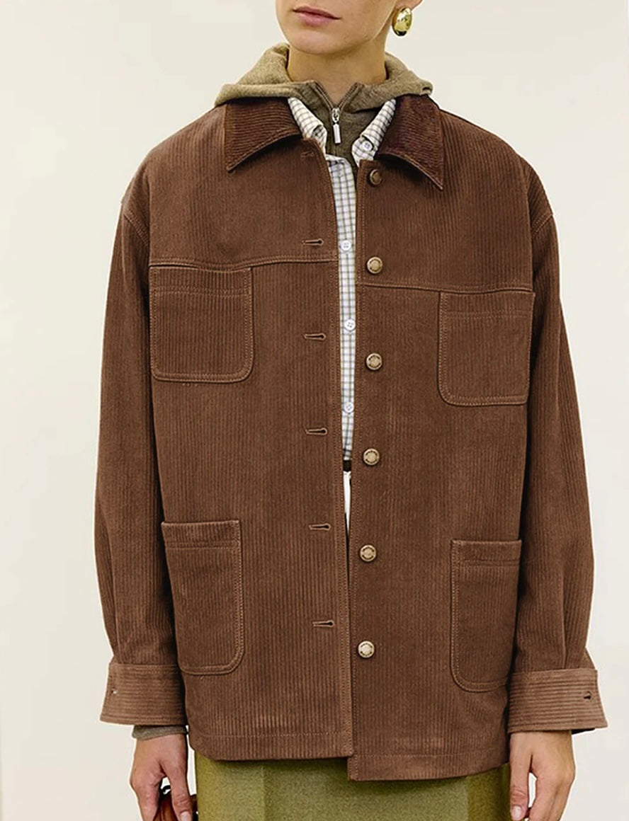 Commense Vintage Corduroy Cargo Polo Jacket