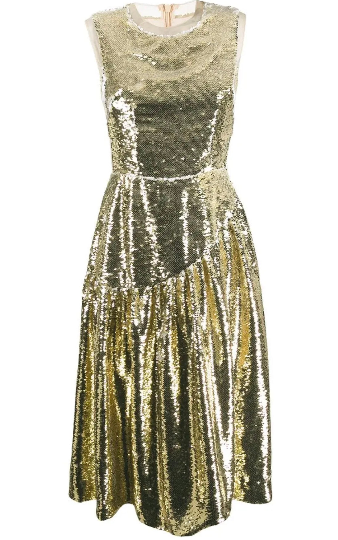 SIMONE ROCHA gold/white sequin mid length dress