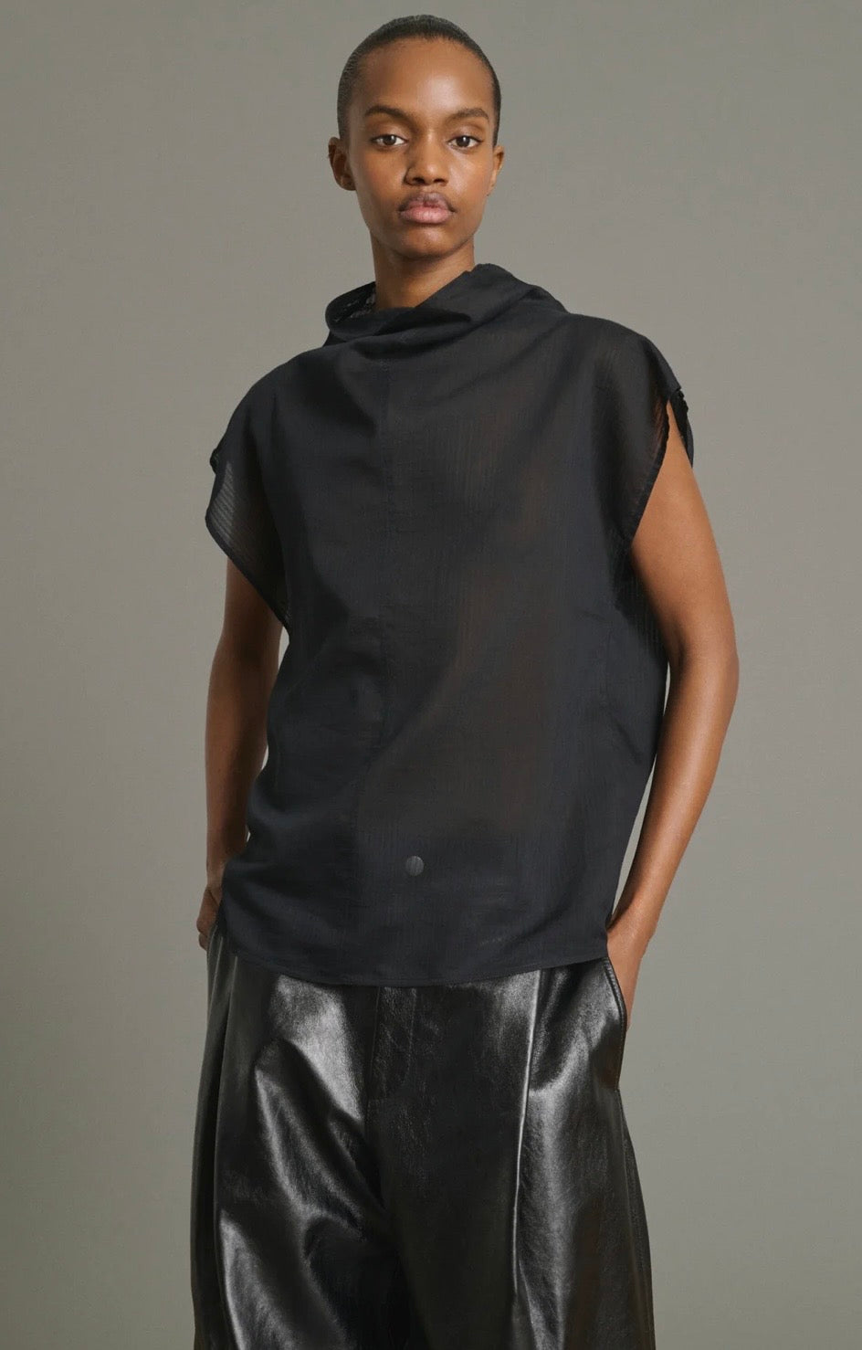 Soeur Sleeveless cotton and silk blouse