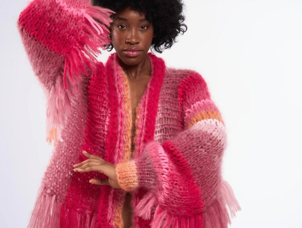 MARIDRUNA- CHIC FRINGE LONG CARDIGAN