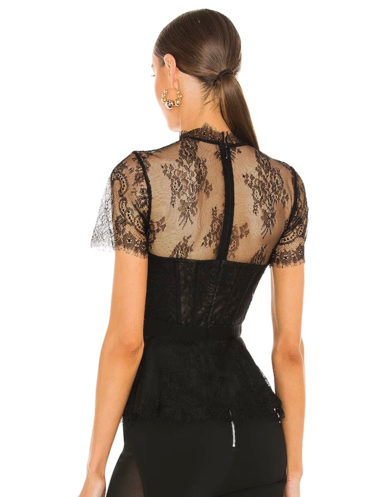 SIMKHAI - Kehlani Lace Bustier Top in Black