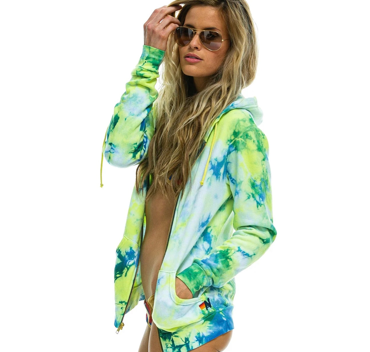 AVIATOR NATION tie dye zip sweater