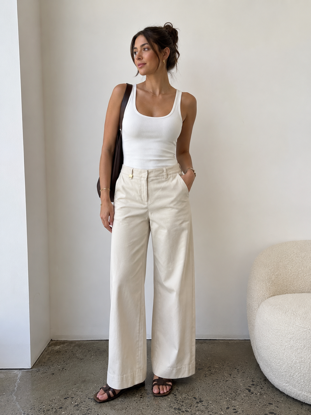 TWP tan cuffed trousers