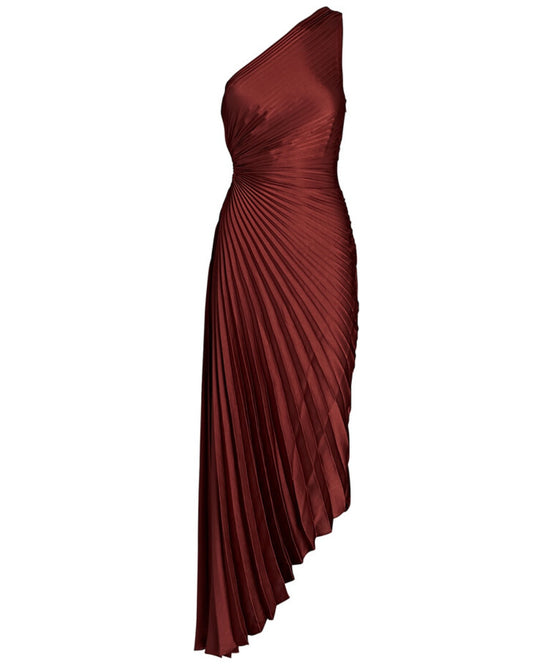 A.L.C. Delfina One-Shoulder Plisse Maxi Dress
