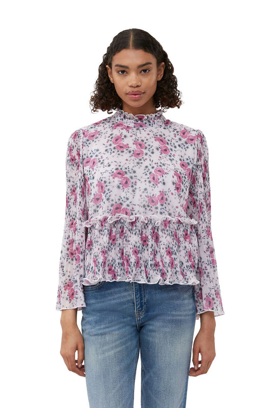 GANNI floral pleated blouse