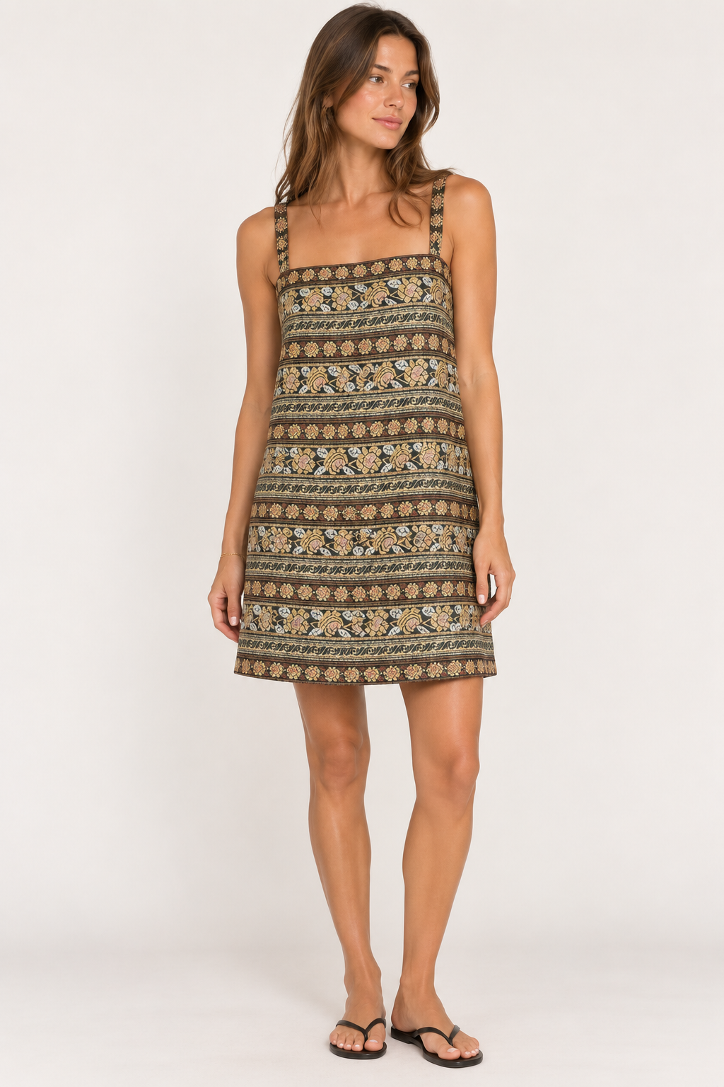 LAURA CANGUSSU metallic gold printed mini dress