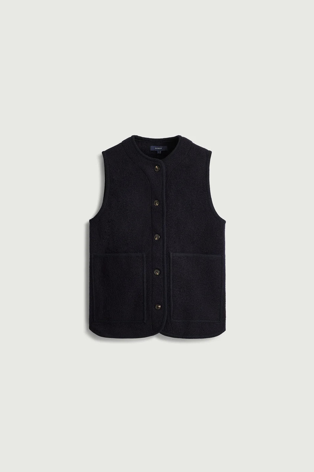 SOEUR "Chicago" 100% virgin wool navy button up vest NWT