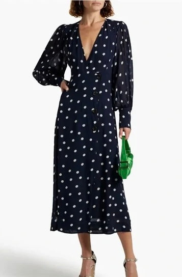 Ganni Polka Dot Wrap Dress