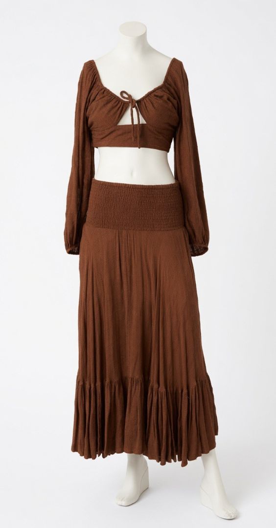 L Space Brown Set, Maxi Skirt and Long Sleeve Top