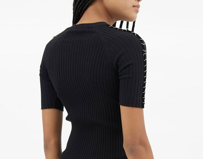 Alexander Wang Ribbed Tshirt with Silver Hoops