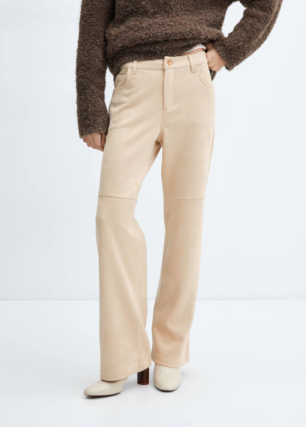 MANGO suede trousers with seam detail