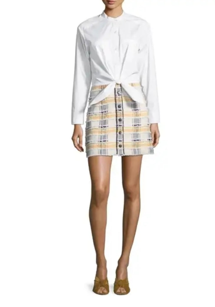 Veronica Beard
Aurelia Long-Sleeve Combo Dress with Poplin Shirt & Tweed Skirt